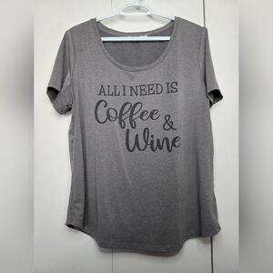 Ricki's "Coffee & Wine" Gray Short Sleeve Tee